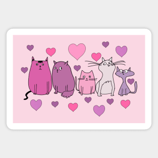 Five Cute Love Cats Magnet